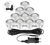 Bigzom Set de 10 suelo terraza exterior iluminación, blanco cálido, IP67 impermeable, focos exterior para puentes de madera, piscinas, cubiertas de madera, jardines, lámparas incrustadas mini.