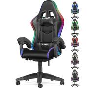 bigzzia Silla Gaming con Luces LED,Silla Ergonómica Gaming,Altura Regulable Silla con Apoyo Lumbar y Reposacabezas, Respaldo Inclinable hasta 155° (Utilización RGB, Negro)