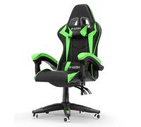 bigzzia Silla Gaming,Silla Ergonómica Gaming,Altura Regulable Silla con Apoyo Lumbar y Reposacabezas, Respaldo Inclinable hasta 155° (NingúN RGB, Verde)