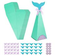 Biiange 20 cajas de dulces de sirena, bolsas de regalo de dulces, cajas de chocolate con forma de triángulo, cajas de regalo de chocolate, suministros de fiesta (verde, sirena)