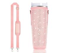 Biiange Bling Diamond - Bolsa de transporte para botella de agua Stanley de 1,134.0 g de neopreno con correa ajustable para accesorios Stanley (1 paquete, rosa)