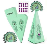 Biiange Bolsas de regalo de dulces de pavo real, bolsas de regalo de caramelos, cajas de chocolate con forma de triángulo, cajas de regalo de chocolate, suministros de fiesta (20 unidades, verde)