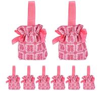 Biiange Bolsas de regalo florales, bolsa de lona rosa, bolsas de fiesta floral con asa para cumpleaños, boda, regalos de novia (8 unidades, rosa)