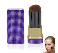 Biiange Brocha retráctil para rubor, brochas de maquillaje con diamantes brillantes, herramienta cosmética retráctil para base de maquillaje, colorete, polvo, con tapa, ajustable (azul oscuro)