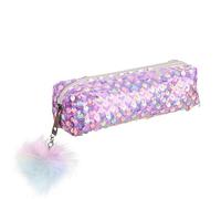 Biiange Caja de lápices con purpurina morada, caja de lápices brillante, estuche de almacenamiento para bolígrafos, bolsa de cosméticos, bolsa multiusos para bolígrafos, organizador con cremallera