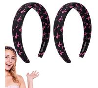 Biiange Diadema de cinta negra, diadema de concienciación sobre el cáncer de mama, accesorios para el cabello, bandas anchas elásticas para yoga, correr, para mujeres y niñas, accesorios para el