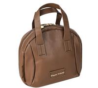 Biiange Elegante bolsa de cosméticos portátil con asa para mujer, con compartimentos, gran capacidad, bolsa de maquillaje de viaje para bolsa de almacenamiento (marrón), Marrón, Estilo simple