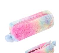 Biiange Estuche para lápices arcoíris, estuche de peluche, estuche portátil con cremallera para artículos de papelería, bolsa de almacenamiento de papelería, bolsa de maquillaje, para trabajo de