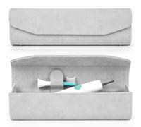 Biiange Funda de viaje de cuero para cepillo de dientes eléctrico, soporte magnético portátil para cepillo de dientes eléctrico, funda protectora para viajes y uso diario (gris)