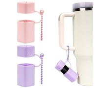 Biiange Fundas de silicona para lápiz labial, fundas de silicona portátiles para brillo de labios con cadena de cuentas de bola, para cubierta de bálsamo labial Stanley, para mujeres y niñas