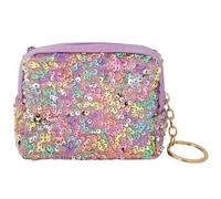 Biiange Llavero de lentejuelas para monedero, mini monedero, monedero con cremallera, bolsa para monedas, auriculares, llaves, lápiz labial (1 unidad), Arco iris, Mini, a la moda