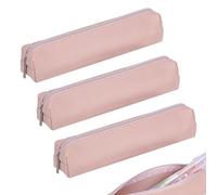 Biiange Mini estuche de cuero para lápices, mini estuche delgado, bolsa de trabajo pequeña para bolígrafos, bolsa de almacenamiento con cremallera, para oficina, trabajo, viajes, adultos (3 unidades,