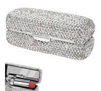 Biiange Organizador de lápiz labial de cristal, estuche para pintalabios con espejo, estuche de lápices labiales de cristal brillante para exteriores, fiestas, reuniones, almacenamiento en el hogar