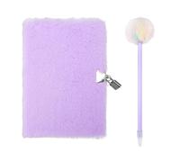 Biiange Plush Notebook with Lock and Pen Set, Purple Faux Fur Diary, A5 Lined Journal with 160 Pages, 8.46 x 6.11 inch