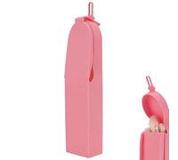 Biiange Soporte para brochas de maquillaje, soporte para brochas de gel de sílice rosa, soporte portátil para brochas de cosméticos para viajes, organizador de herramientas de maquillaje para mujeres