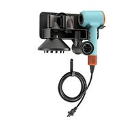 Biigdan 6 en 1 Soporte secador de Pelo sin Taladro Metal Compatible con Dyson Supersonic Nural HD16/ HD19, Soporte Secador de Pelo Pared con Función de Almacenamiento de Cable, 5 Boquillas, 29 * 12cm