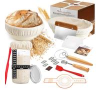 Biigdan Kit Completo Iniciación Pan Masa Madre,2 Banetones Para Pans(25 cm ovalado y 23 cm redondo),650ML Juego Iniciación Levadura, Accesorios Para Hornear Pan, Adecuado para Principiantes,Panaderos