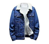 BIISDOST Chaqueta vaquera forrada para hombre - Forro polar de invierno Sherpa Top Occidental Abrigo de vaquero occidental Mantener el calor a prueba de viento Pantalones vaqueros gruesos Outwear