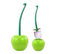 BIISDOST Escobilla de baño con forma de cereza, escobilla de inodoro con forma de cereza, escobilla de inodoro creativa, herramienta de limpieza de baño con botella larga (verde, talla única)