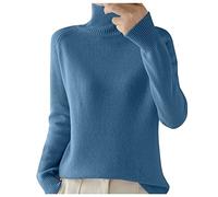 BIISDOST Jersey de punto de lana de merino para mujer, cuello alto, jersey de cuello alto, jersey de lana de merino, manga larga, ropa de punto de cachemira, jersey de lana para mujer, cuello redondo,