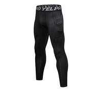 BIISDOST Pantalones de compresión largos para hombre, pantalones de deporte, transpirables, ajustados, pantalones de entrenamiento, pantalones largos de protección para portero, fitness, ciclismo,