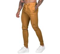 BIISDOST Pantalones de vestir ajustados para hombre, pierna cónica, elásticos, pantalones de golf, ajustados, colores sólidos, pantalones chinos formales, cintura elástica, pantalones inteligentes