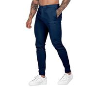 BIISDOST Pantalones de vestir ajustados para hombre, pierna cónica, elásticos, pantalones de golf, ajustados, colores sólidos, pantalones chinos formales, cintura elástica, pantalones inteligentes