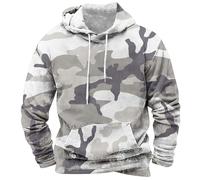 BIISDOST Sudadera con capucha de camuflaje para hombre, de manga larga, con cordón, digital, forro polar, sudadera táctica, estampado de camuflaje, casual, ligera, para gimnasio, blanco, M