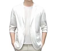 BIISDOST Traje de hombre negro Slim Fit una sola botonadura dos botones para boda traje de negocios hombre formal chaqueta traje hombre chaqueta negocios botones smoking moda formal, Blanco, L