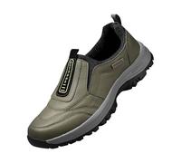 biJerou Zapatillas de trekking para hombre, zapatillas de piel blanca, con cordones, para hombre, color marrón, blanco, para ocio, para hombre, color blanco, para fitness, gimnasio, caminar, correr