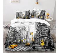 BIJOOT Funda Nordica 220X240 con 2 Fundas De Almohada De 40X75Cm Microfibra Suave Funda De Edredón 3D New York Nueva York 220X240 Cm Funda Nordica Cama 150 Impresión 3D