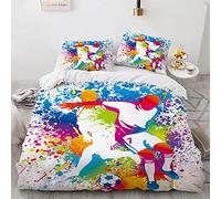 BIJOOT Funda Nordica Cama 90 135X200 Cm con 2 Fundas De Almohada De 40X75Cm Futbol Funda Nordico 200X135 Microfibra Suave Funda Nordica 3D Impresión 3D