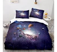 BIJOOT Galaxia Espacio Funda Edredon 155X220 Microfibra Suave Funda De Edredón Impresión 3D Fundas Nordicas para Cama De 105 155 X 220 Cm con 2 Fundas De Almohada De 40X75Cm
