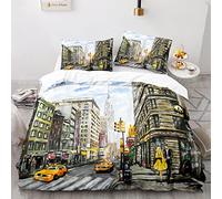 BIJOOT Impresión 3D Funda Nordica 135 200 X 200 Cm Funda Nórdica 200X200 Microfibra Suave New York Nueva York Funda Nordico con 2 Fundas De Almohada De 40X75Cm