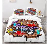 BIJOOT Impresión 3D Funda Nordica Cama 150 Infantil Niña 220 X 240 Cm Funda Nordico 220X240 Microfibra Suave Graffiti Grafiti Hip Hop Fundas De Edredon con 2 Fundas De Almohada De 40X75Cm