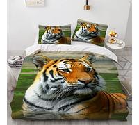 BIJOOT Tigre Animales Juegos De Fundas para Edredón Microfibra Suave Fundas Nordicas Cama 180 Impresión 3D Funda Nordica 260X240 240 X 260 Cm con 2 Fundas De Almohada De 40X75Cm