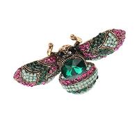 Bijoux de broche en matériau en alliage, intégrés d'insectes en cristal à la mode, épingle décorative en alliage en forme d'abeille rétro adaptée aux manteaux et costumes, vert. (Café)