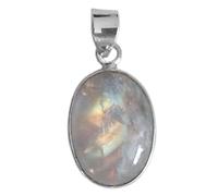 Bijoux et Objets - Colgante piedra de luna arco iris, plata maciza 925 - Tamaño de piedra 12x18mm