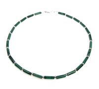 Bijoux et Objets Le Luft - Collar de malaquita en plata de ley 925 - Dimensiones de las piedras: 4 x 13 milímetros