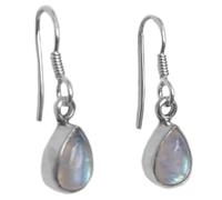 Bijoux et Objets - Pendientes piedra de la luna arco iris, plata maciza 925 - Tamaño de piedra 5x8mm