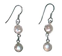 Bijoux et Objets - Pendientes piedra de luna arco iris, plata maciza 925 - Tamaño de piedra 5mm