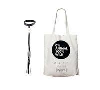 bijoux indiscrets MAZE Pack Collar + Tote Bag, Collar BDSM con Correa, Gargantilla Cuero Vegano para Mujer para Juegos Eróticos, Choker Negro Ancho