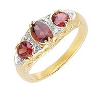 Bijoux pour tous 181R0731-20 - Anillo de oro amarillo de 9 quilates con granate (1.076), talla 14 (17,2 mm)