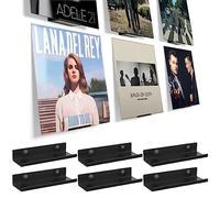 BiJun Soporte Vinilos, Soporte Discos Vinilo Estante de AcríLico Para Discos Flotante Pared 6 PZS Soporte de Vinilo de Metal Negro Estante Pared Para áLbumes