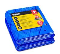 Bikain - Lona Impermeable Exterior - 6x10 Metros - 70g/m2 Reforzada - Argollas Antidesgarro - Toldo 100% Impermeable y 100% Protección UV - Cubretodo Múltiples Usos - 3 Capas Laminado Cruzado