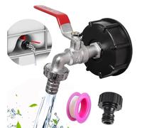 Bikasun Accesorios de tanque IBC a prueba de fugas de 1,27 cm, grifo de salida IBC, válvula de grifo de tanque de agua de 1000 L con conexión de 1,27 cm adaptador IBC para tanque de almacenamiento de