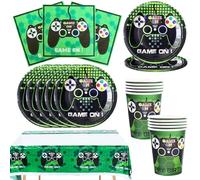 Bikasun Videojuego Fiesta Accesorios Videojuego Fiesta Vajilla Cumpleaños Videojuego Decoración Cumpleaños Niños Incluido Videojuego Fiesta Platos Tazas Servilletas Mantel para 10 Personas