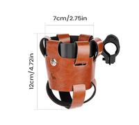 Bike Drink Holder - Cup Rack with Leather Wrap Secure Fit Design, Handy Beverage Access, Cycling Gear for Men Women for Road Mountain Outdoor Travel, Alloy Frame Black Color