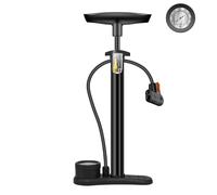 Bike Floor Pump with Gauge for Presta and Schrader Valve, Handheld Soft Grip Handle Bike Tire Inflator with 3 in 1 Nozzle for Cycling, Basketball, Football, Motorcycles (black3)