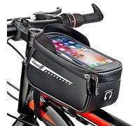 Bike Frame Bag - Waterproof Bicycle Front Tube Bag with Phone Case Mount Pouch Compatible for iPhone, Galaxy and Most Smart Phones Under 7'